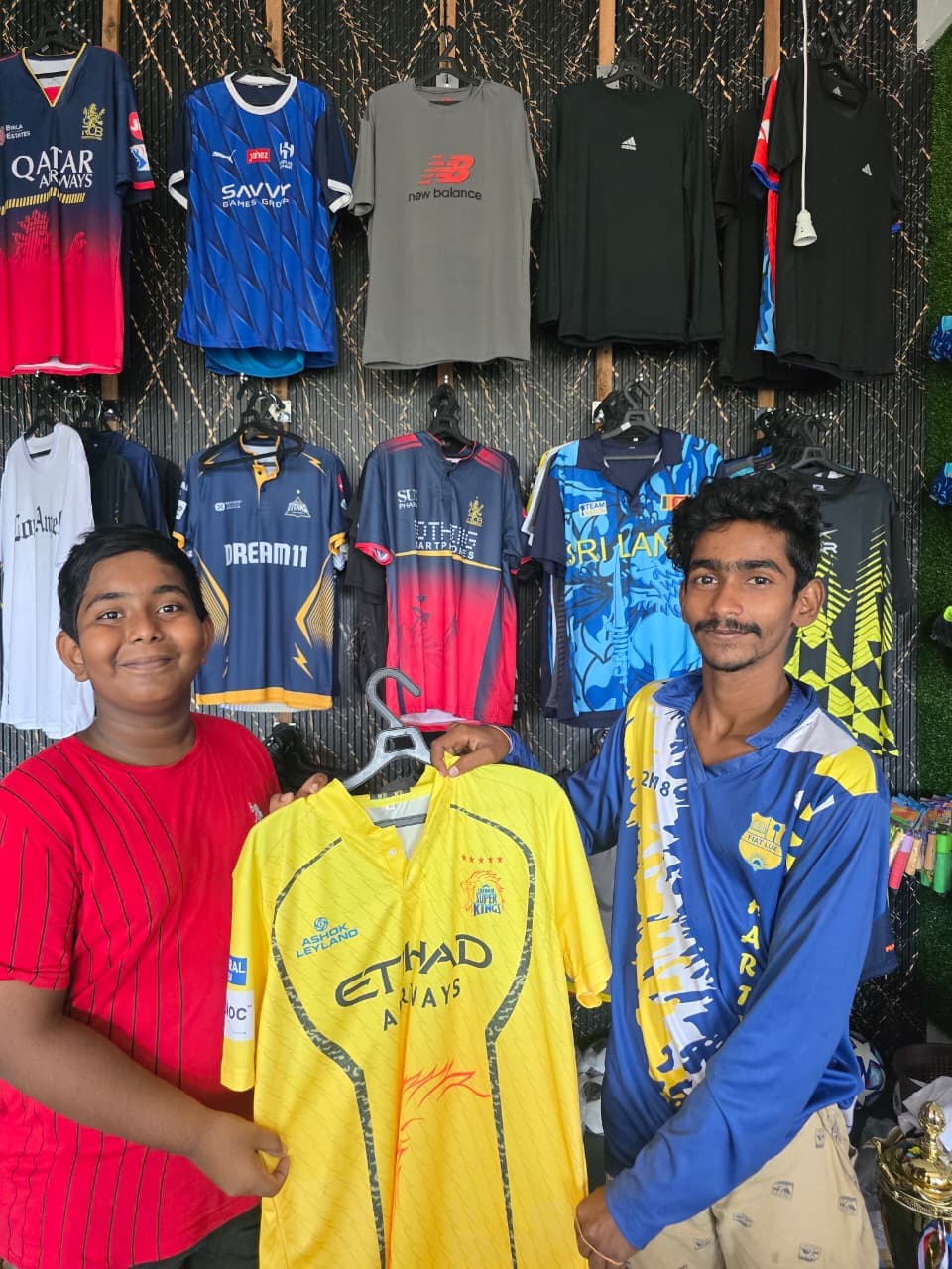 Customer enjoying football accessories